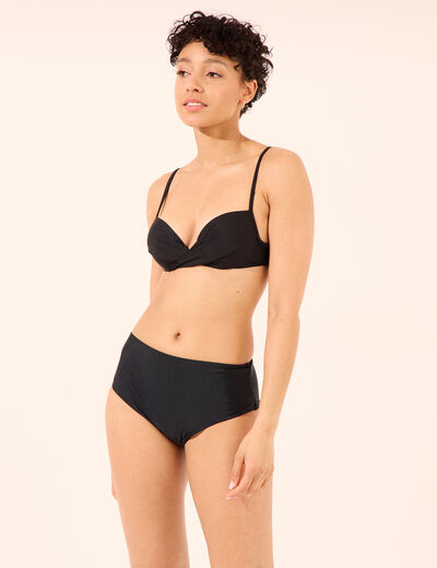 Bas de maillot de bain taille haute noir femme