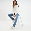 Jean denim droit en coton denim stone femme