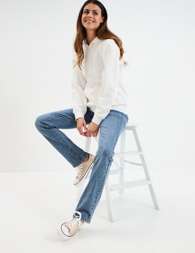 Jean denim droit en coton denim stone femme