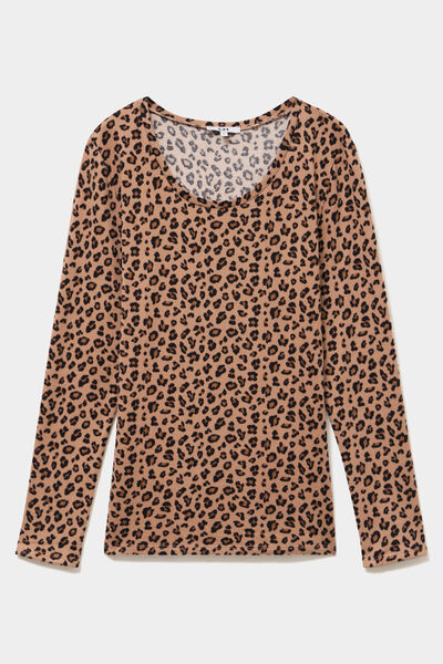 T-shirt thermique manches longues beige moyen femme