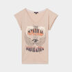 T-shirt coton col en V manches courtes beige femme