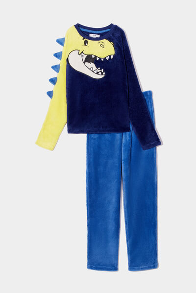 Ensemble pyjama pantalon droit pilou bleu garçon