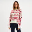 Pull de No&euml;l manches longues ecru femme