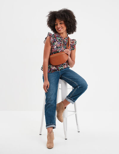 Blouse volants manches fils métallisés multicolore femme