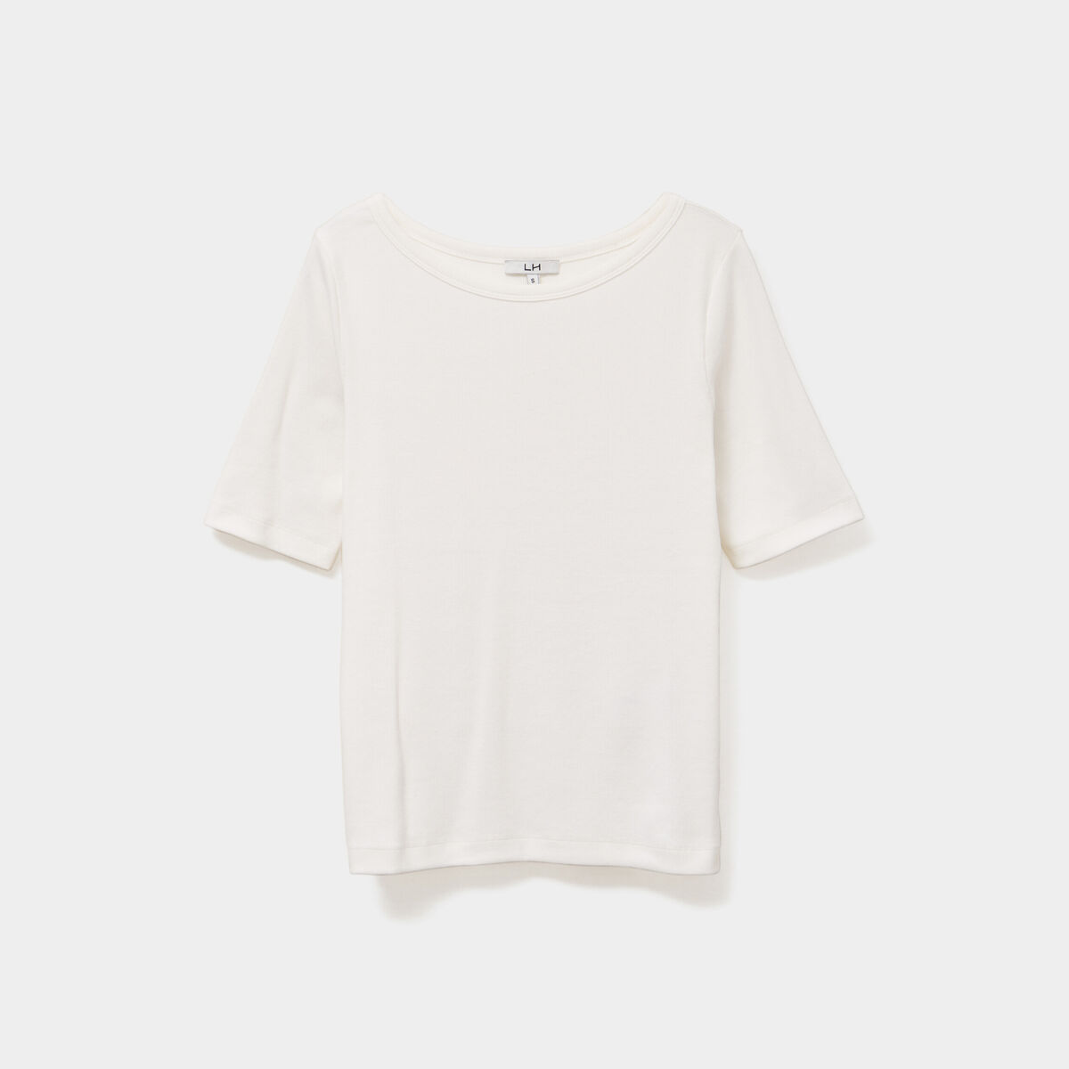 T-shirt col rond manches courtes coton blanc femme