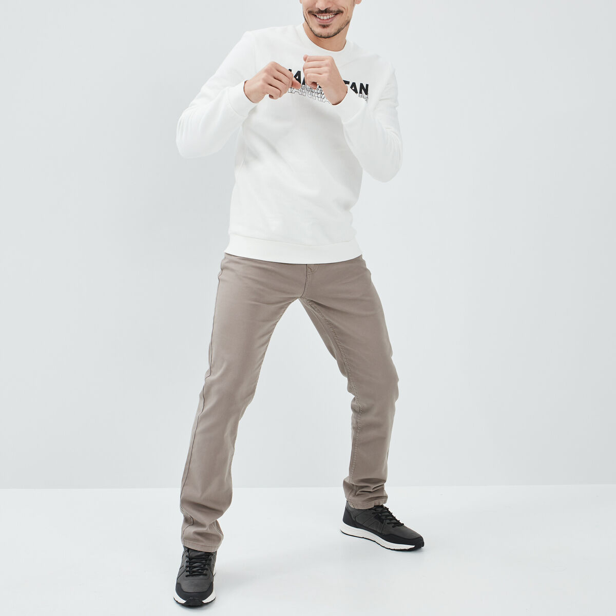 Pantalon regular taupe homme