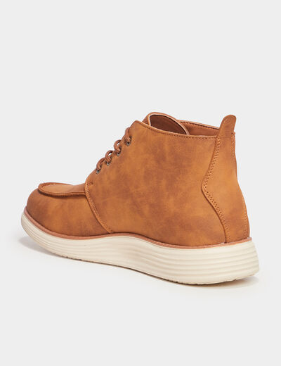 Boots à lacets semelle épaisse marron clair homme
