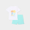 Ensemble t-shirt et short coton bleu turquoise b&eacute;b&eacute; gar&ccedil;on