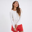 Gilet manches longues boutonné col rond ivoire femme
