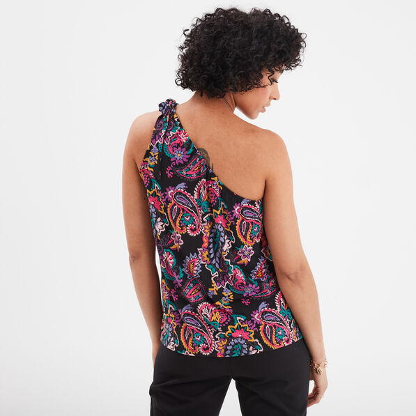 debardeur asymetrique avec noeud noir femme Débardeur asymétrique avec noeud noir femme