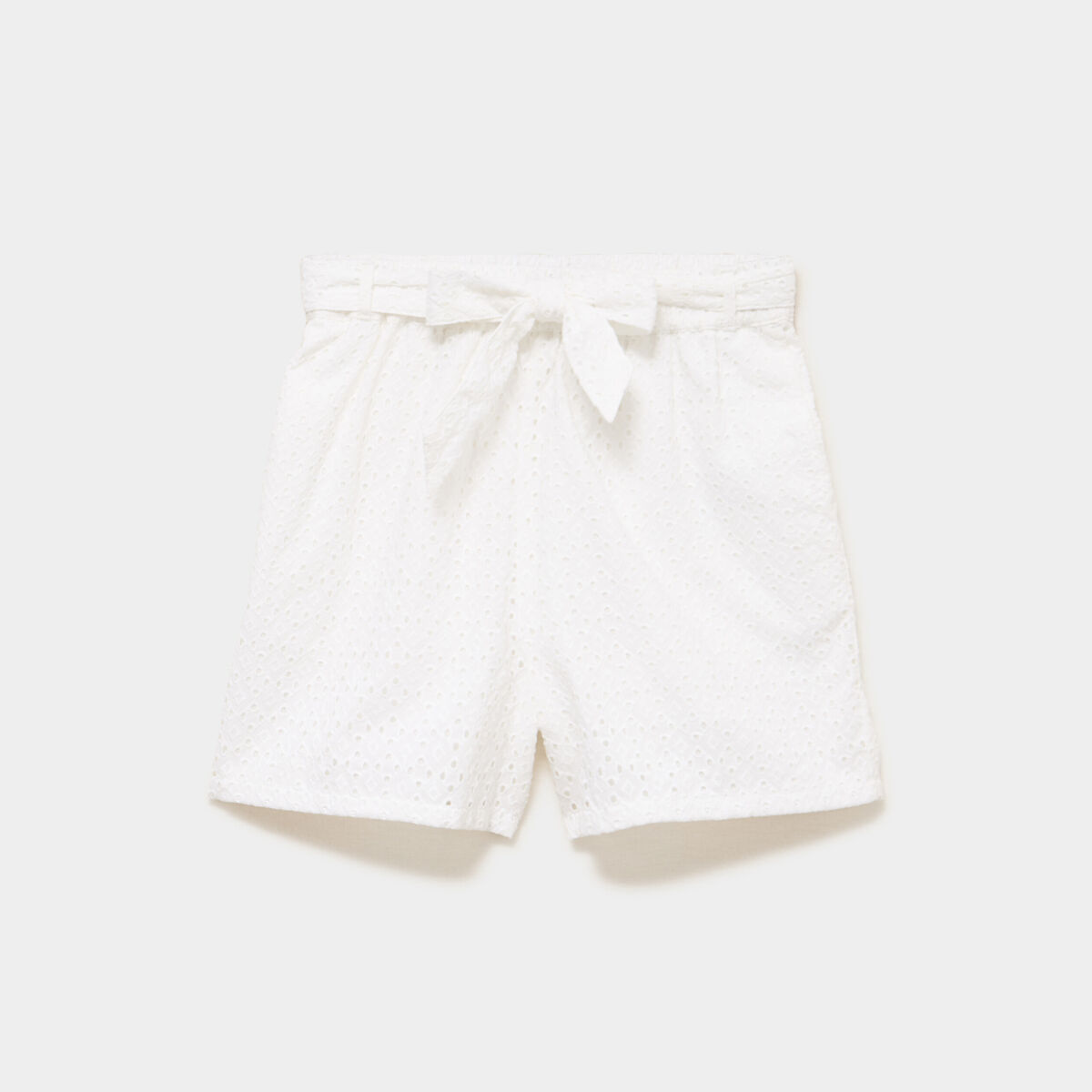 Short large broderie anglaise coton blanc femme
