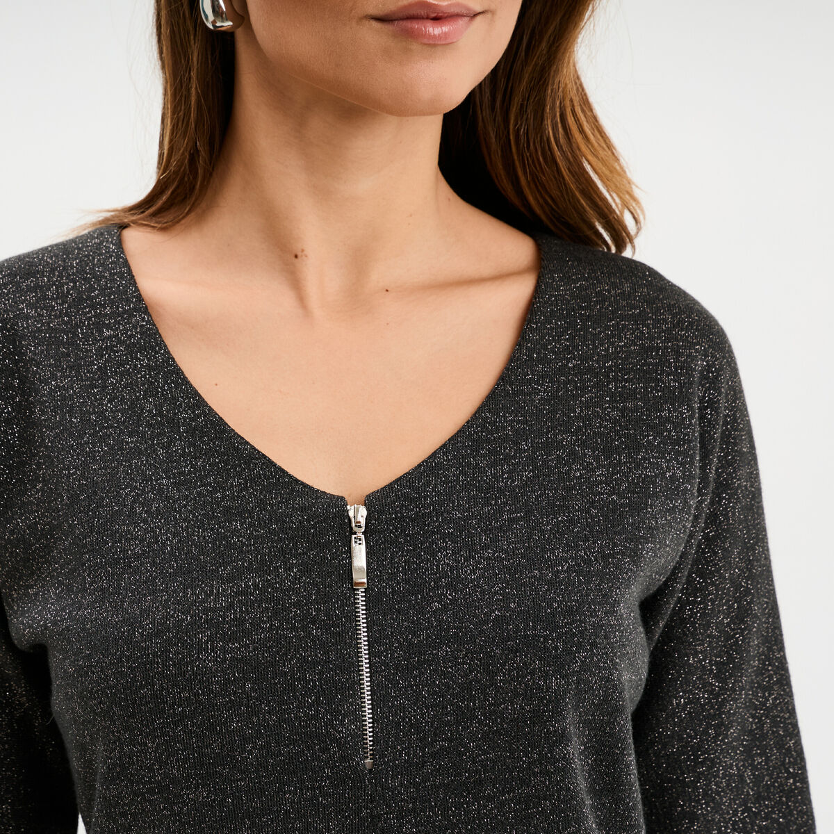 Haut H&M Gris à Détails Transparents Et Zip - Taille XS - Occasion Très Bon état