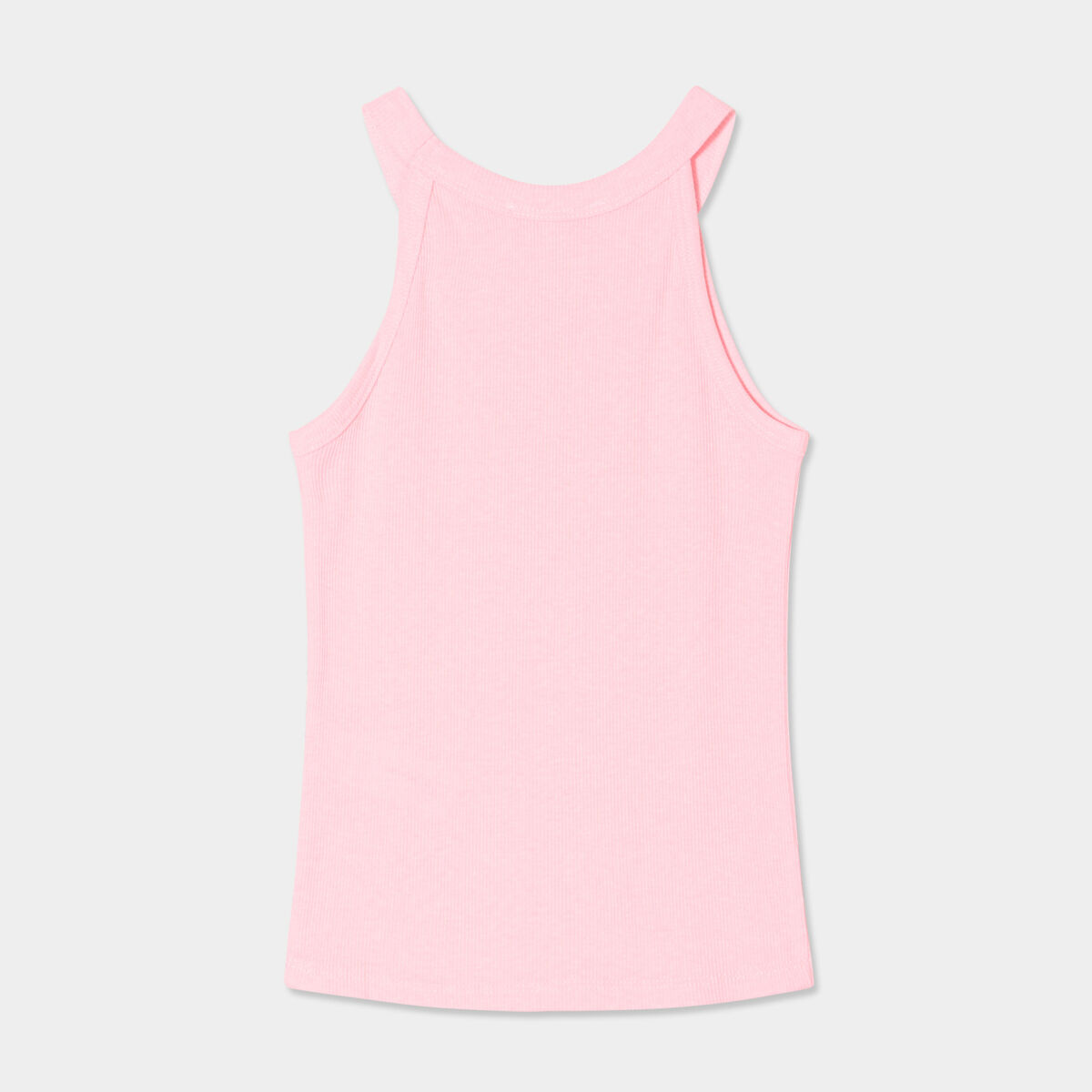 Débardeur côtelé col rond coton rose fluo fille