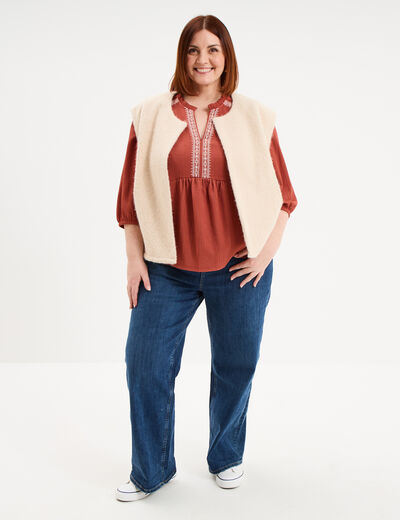 Veste sans manches sable femme grande taille
