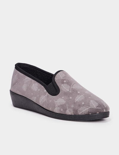 Chaussons compensés gris femme