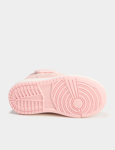 Baskets montantes &agrave; scratchs rose b&eacute;b&eacute; fille