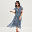 Robe midi droite bleu canard femme