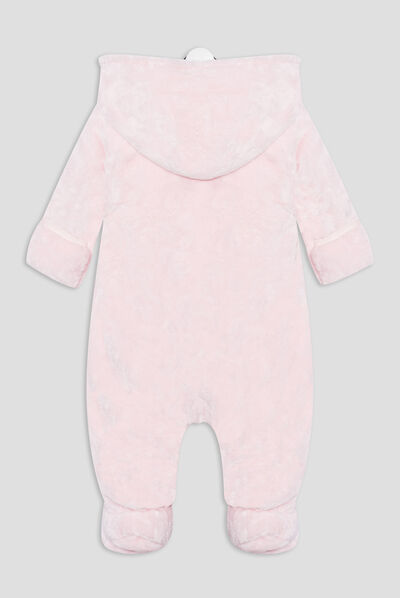 Combinaison à capuche zippée rose bébé fille
