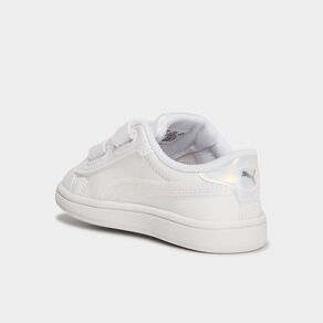 Tennis basses à scratchs Puma Smash blanc bébé fille