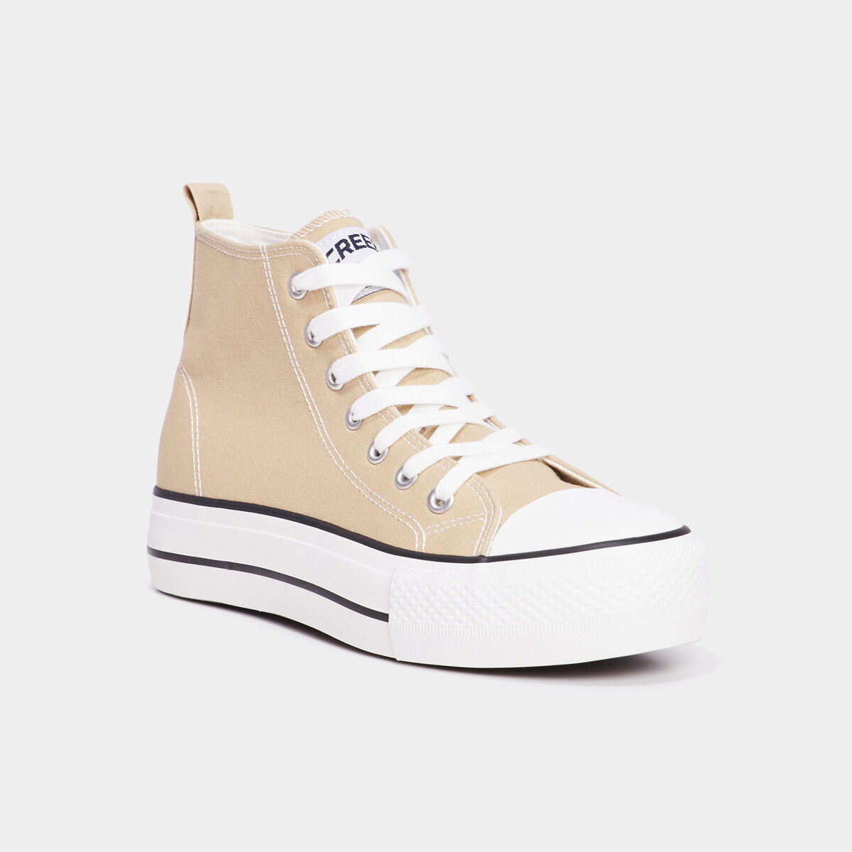 Baskets montantes &agrave; lacets Creeks sable femme