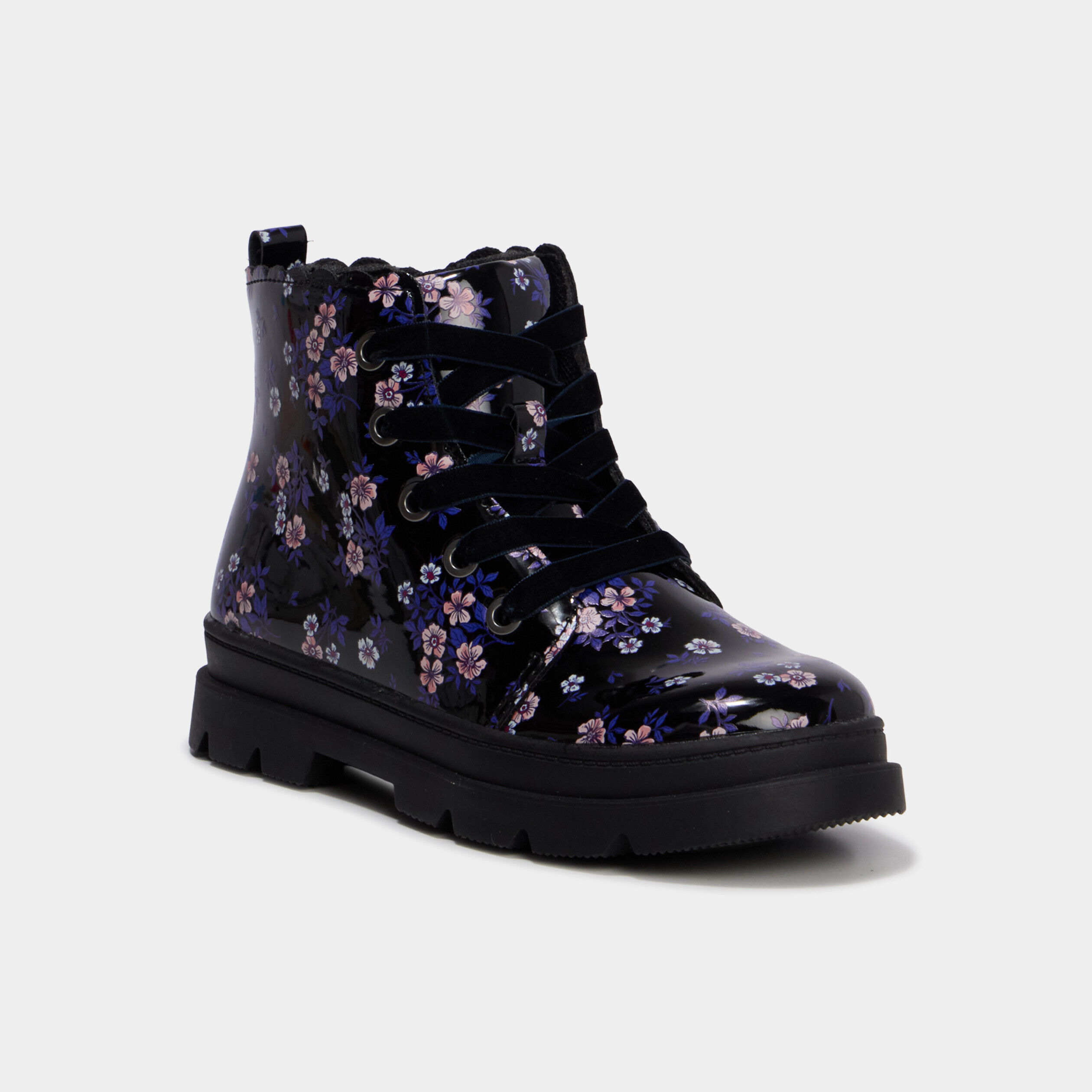 Boots crantées vernies noir fille LIBERTO