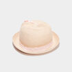 Chapeau d&eacute;tail crochet et tress&eacute; noeud sable mixte