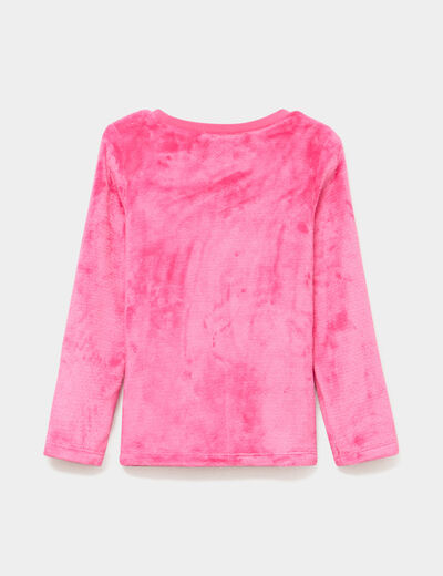 Ensemble pyjama effet velours 2 pi&egrave;ces rose fushia fille