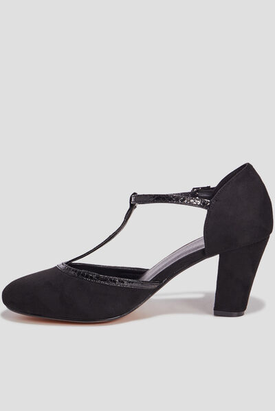 Escarpins salomé à talons aspect suédine noir femme