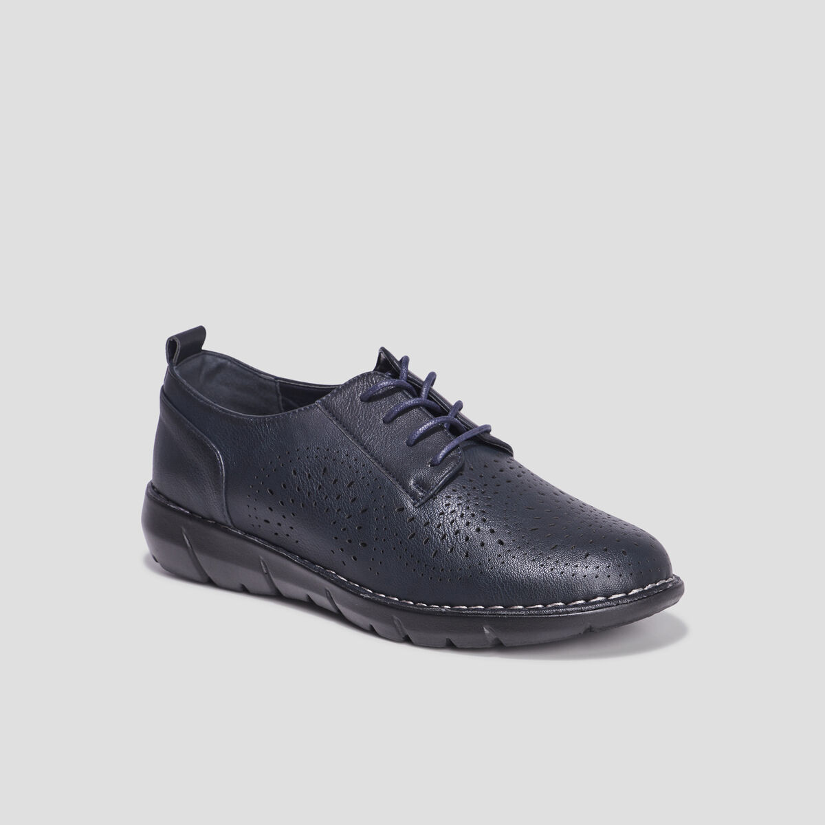 Derbies à lacets compensées bleu marine femme