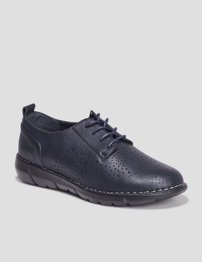 Derbies à lacets compensées bleu marine femme