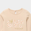 T-shirt manches longues col rond coton beige b&eacute;b&eacute; fille