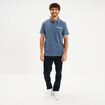 Polo piqu&eacute; manches courtes coton bleu gris homme