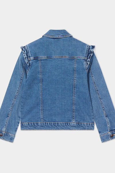 Veste en jean volants aux épaules Creeks denim double stone fille