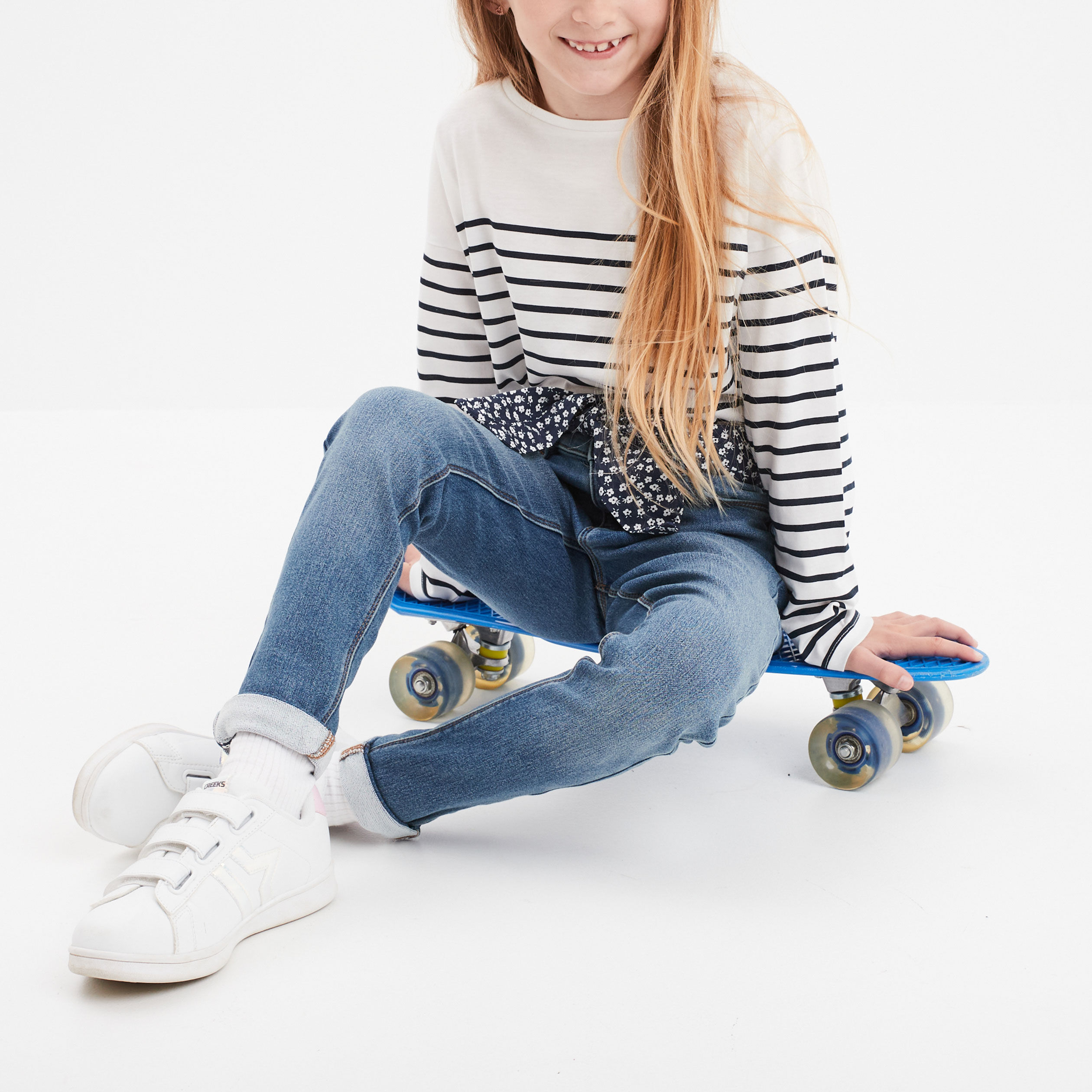 Jean stretch skinny ceinture foulard denim stone fille CREEKS