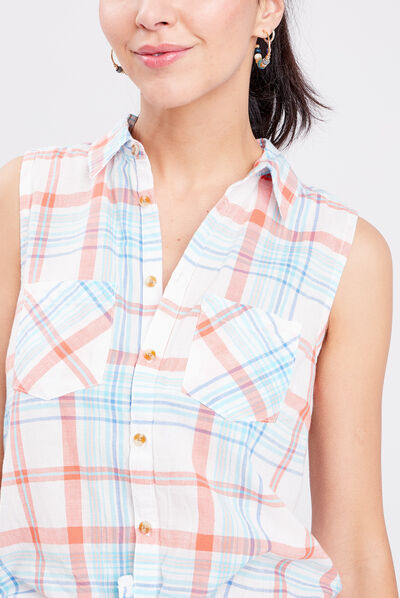 Chemise sans manches ecru femme