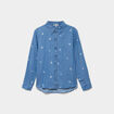 Chemise en jean brod&eacute;e bleu femme
