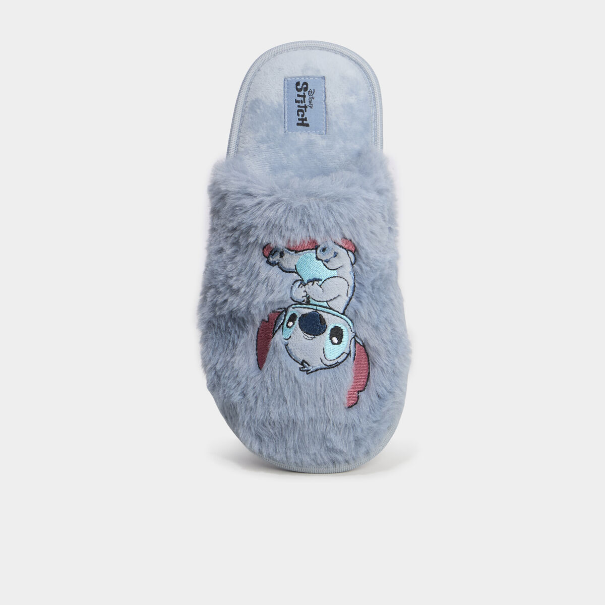 Chaussons mules fausse fourrure Stitch bleu femme