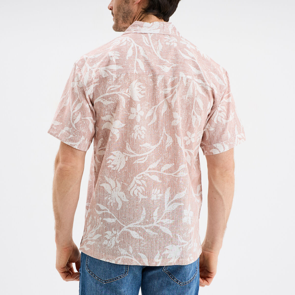 Chemise en coton manches courtes vieux rose homme