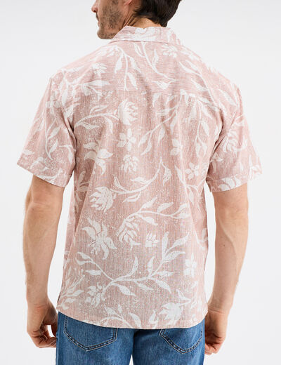 Chemise en coton manches courtes vieux rose homme