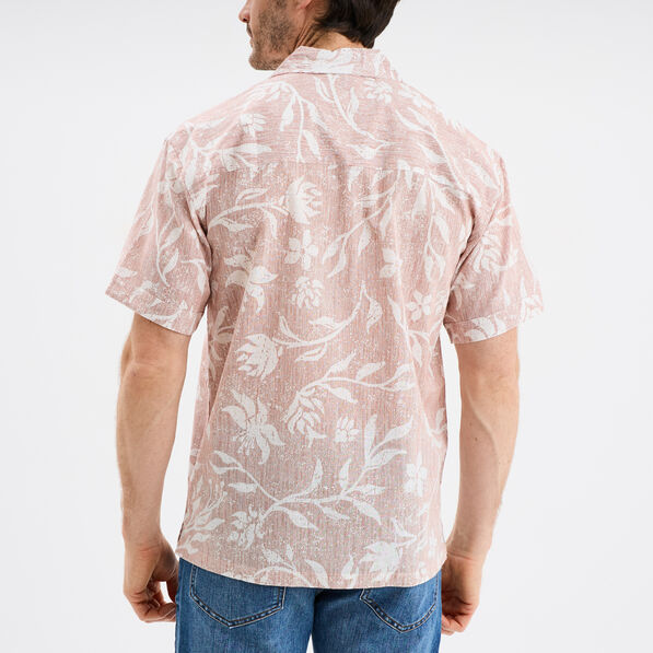 Chemise en coton manches courtes vieux rose homme