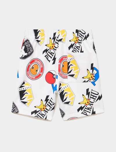 Short droit coton Pok&eacute;mon blanc gar&ccedil;on