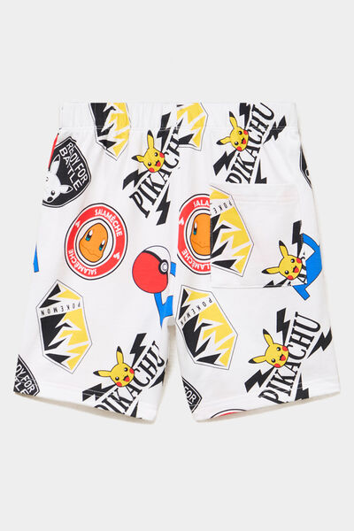 Short droit coton Pok&eacute;mon blanc gar&ccedil;on