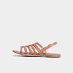 Sandales brides tress&eacute;es en cuir marron femme