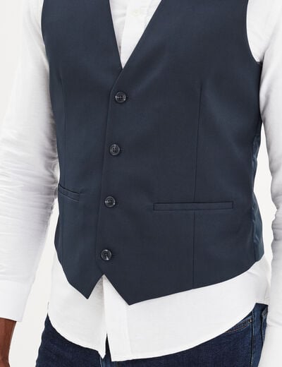 Veston droit boutonné bleu marine homme
