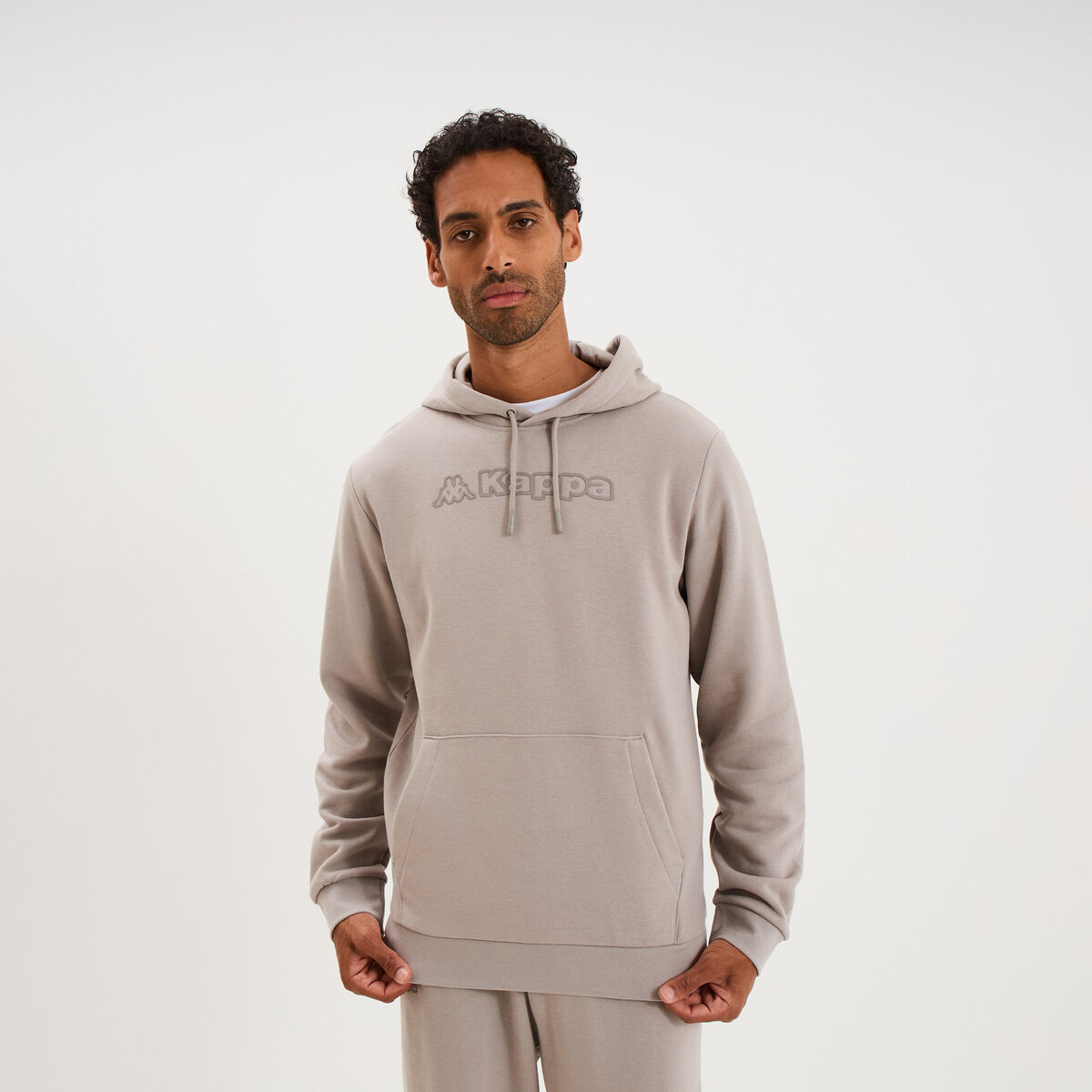 Sweat hoodie 1 poche Kappa gris clair homme