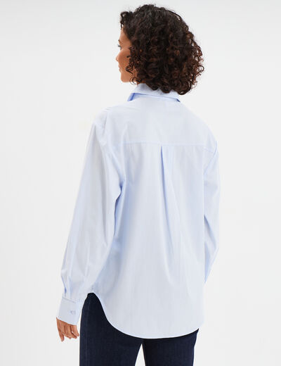 Chemise oversize 1 poche coton bleu ciel femme