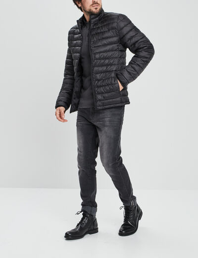 Doudoune droite légère col montant noir homme
