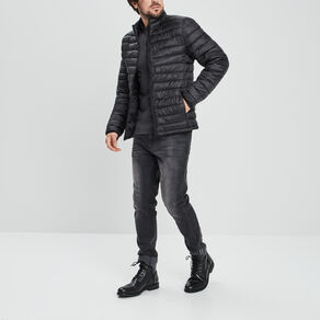 doudoune droite legere col montant noir homme Doudoune droite légère col montant noir homme