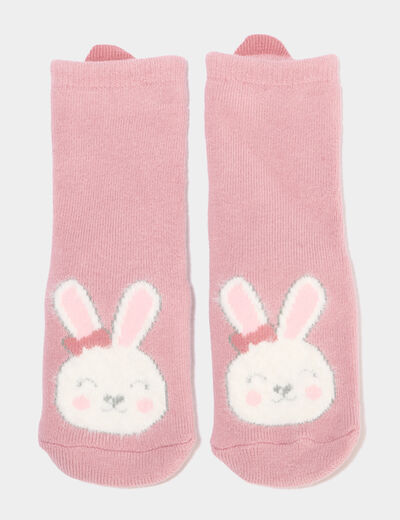 Chaussettes d'int&eacute;rieur rose b&eacute;b&eacute; fille