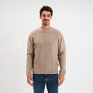 Pull col rond manches longues beige homme